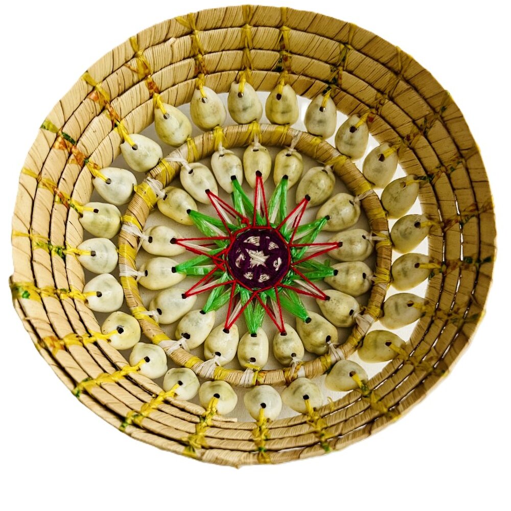 Handmade Seashell Trinket Dish / Cowrie Basket